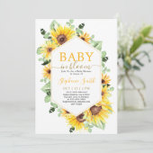 Zonnebloem Baby in Bloom Baby shower Uitnodiging (Staand voorkant)