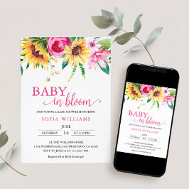 Zonnebloem Baby in Bloom Baby shower Uitnodiging