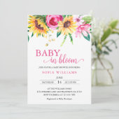 Zonnebloem Baby in Bloom Baby shower Uitnodiging (Staand voorkant)