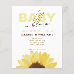 Zonnebloem Baby in Bloom Baby Shower Uitnodiging