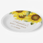 Zonnebloem Baby Meisje Douche Papieren Bordje (Gekanteld)