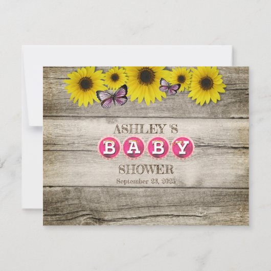 Zonnebloem Baby Naam Suggestie Shower Game | Roze Kaart (Achterkant)
