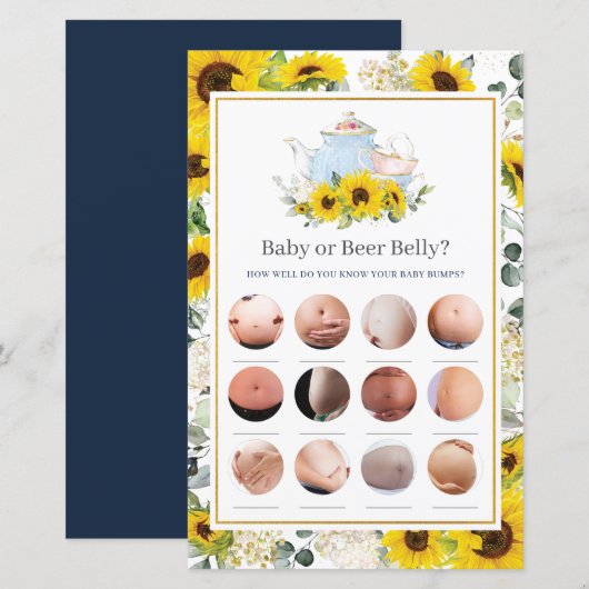 Zonnebloem Baby- of bierspel met hoge thee (Voorkant / Achterkant)