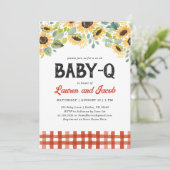 Zonnebloem Baby Q rustieke koppels Baby shower Kaart (Staand voorkant)