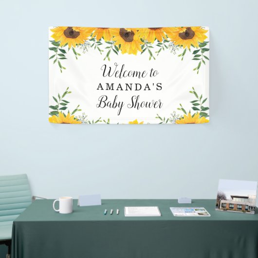 Zonnebloem Baby shower Achtergrond Banner (Beurs)