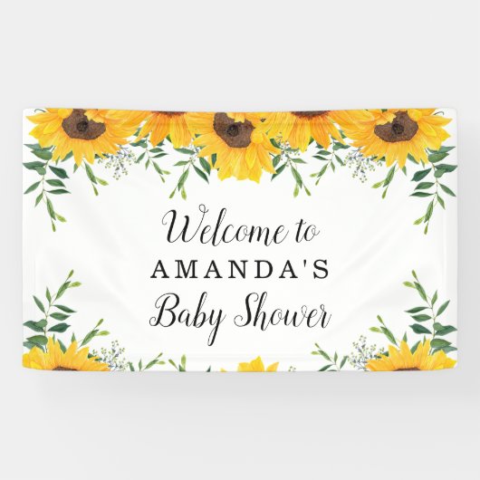 Zonnebloem Baby shower Achtergrond Banner (Horizontaal)