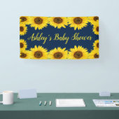 Zonnebloem Baby Shower Achtergrond Navy Bloemen Pr Spandoek (Beurs)