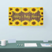 Zonnebloem Baby Shower Achtergrond Ruw Hout Prop Spandoek (Beurs)