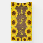 Zonnebloem Baby Shower Achtergrond Ruw Hout Prop Spandoek (Verticaal)