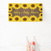 Zonnebloem Baby Shower Achtergrond Ruw Hout Prop Spandoek (Insitu)