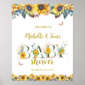 Zonnebloem Baby shower Baby shower Welkomstteken Poster (Voorkant)