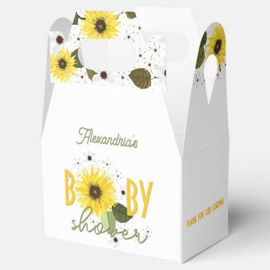 Zonnebloem Baby shower Bedankdoosjes (Geopend)