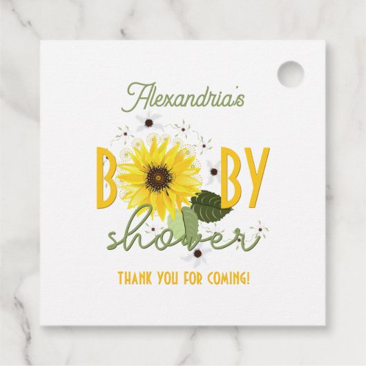 Zonnebloem Baby shower Bedankjes Labels (Achterkant)