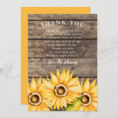Zonnebloem Baby shower Bedankkaart (Voorkant / Achterkant)