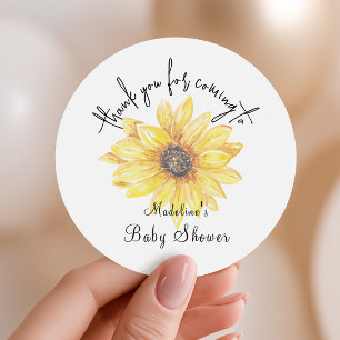 Zonnebloem Baby Shower Bedankt Bloemige Favor Ronde Sticker