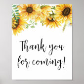 Zonnebloem Baby shower Bedankt voor uw komst Poster (Voorkant)