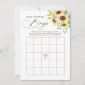 Zonnebloem Baby shower Bingo spel Kaart (Voorkant)