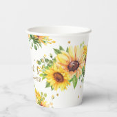 Zonnebloem Baby shower Birthday Bridal  Papieren Bekers (Achterkant)