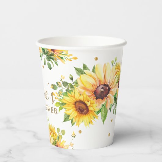 Zonnebloem Baby shower Birthday Bridal  Papieren Bekers (Achterkant)