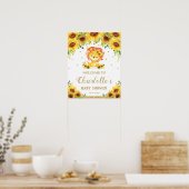 Zonnebloem Baby shower Birthday Welkomstteken Poster (Keuken)
