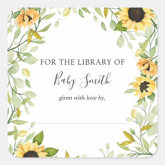 Zonnebloem Baby shower Bladplaat Sticker (Voorkant)