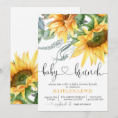 Zonnebloem Baby shower Brunch Kaart (Voorkant / Achterkant)