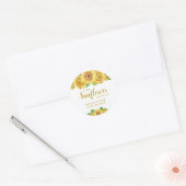 Zonnebloem baby shower dank je ronde sticker (Envelop)