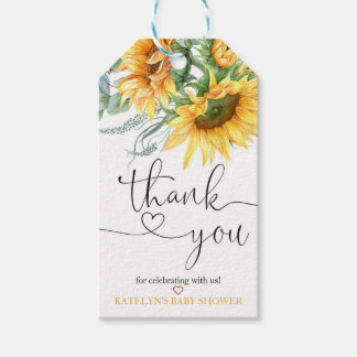 Zonnebloem Baby shower dank u cadeau Labels Cadeaulabel