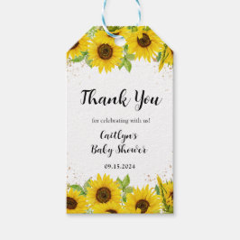 Zonnebloem Baby shower Dank u Cadeaulabel