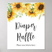 Zonnebloem Baby shower Diaper Raffle Poster (Voorkant)