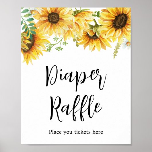 Zonnebloem Baby shower Diaper Raffle Poster (Voorkant)