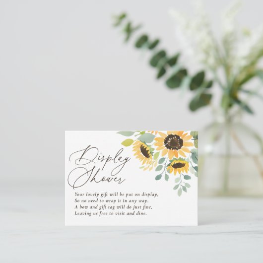 Zonnebloem Baby shower Display Douche Informatiekaartje (Staand voorkant)
