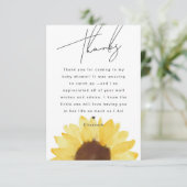Zonnebloem Baby shower Floral Dank u kaart (Staand voorkant)