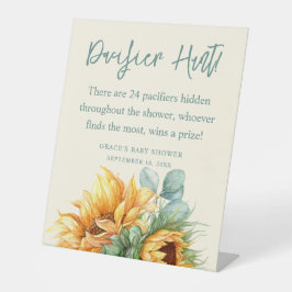 Zonnebloem Baby shower Fopspeen Hunt Spel Reclamebord Met Voetstuk