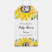 Zonnebloem Baby shower Grote Waterverf Floral Cadeaulabel (Voorkant)