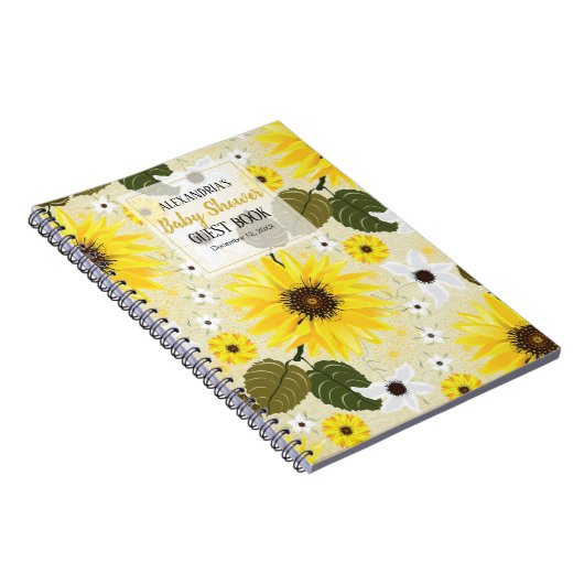 Zonnebloem Baby shower Guest Notitieboek (Rechterzijde)