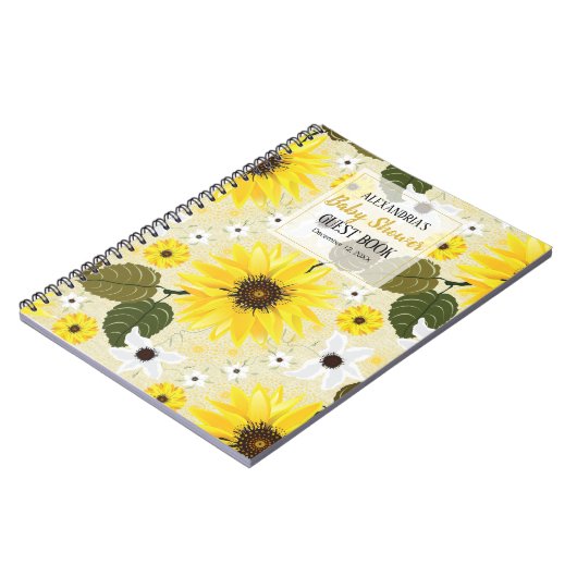 Zonnebloem Baby shower Guest Notitieboek (Linkerzijde)
