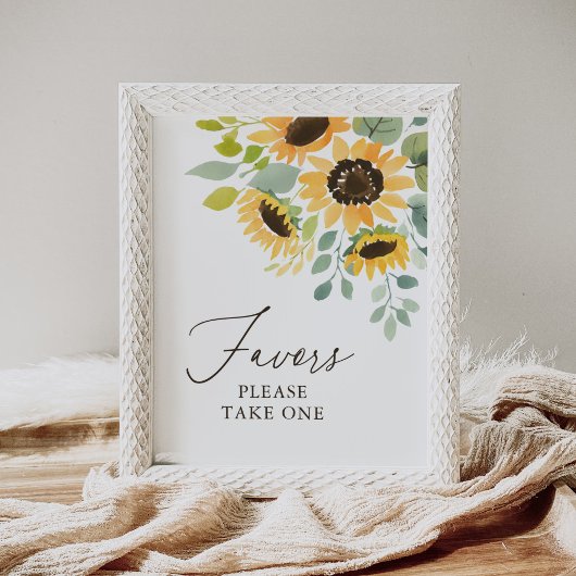 Zonnebloem Baby shower gunsten teken Poster