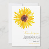 Zonnebloem Baby shower Hartelijk dank Bedankkaart (Voorkant)