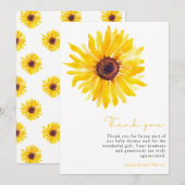 Zonnebloem Baby shower Hartelijk dank Bedankkaart (Voorkant / Achterkant)