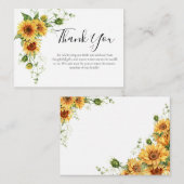 Zonnebloem Baby shower Hartelijk dank Notitiekaartje (Voorkant / Achterkant)