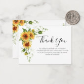 Zonnebloem Baby shower Hartelijk dank Notitiekaartje (Voorkant / Achterkant in situ)