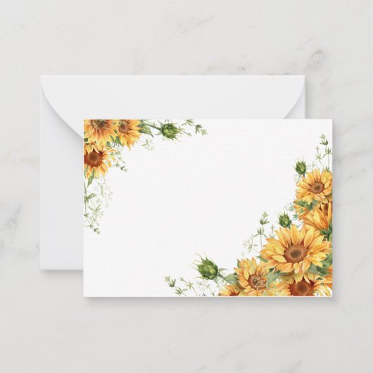 Zonnebloem Baby shower Hartelijk dank Notitiekaartje (Achterkant)