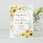 Zonnebloem Baby shower Herfst Boho Kaart (Staand voorkant)