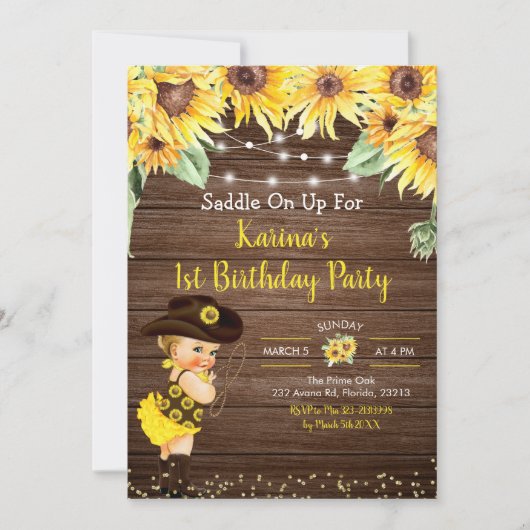 Zonnebloem Baby shower I Kaart (Voorkant)