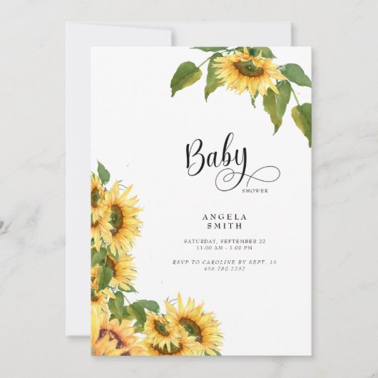Zonnebloem Baby shower II, zoet geel Kaart (Voorkant)