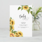 Zonnebloem Baby shower II, zoet geel Kaart (Staand voorkant)