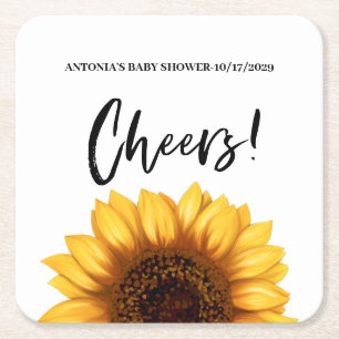 Zonnebloem Baby Shower in de herfst Kartonnen Onderzetters