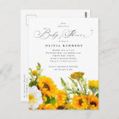 Zonnebloem Baby shower Invitation | Boho Floral Briefkaart (Voorkant / Achterkant)