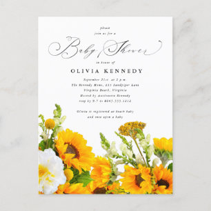 Zonnebloem Baby shower Invitation   Boho Floral Briefkaart